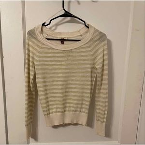 *2 FOR $10* Lei gold metallic stripes thin Christmas New Years sweater M
